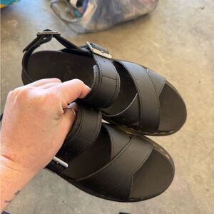 Women's Black Leather Sandals